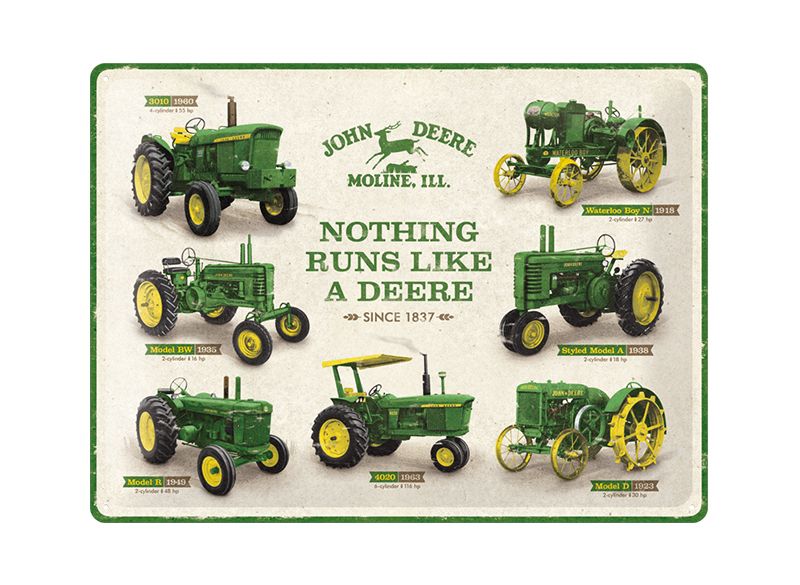 Plechová cedule John Deere "Historické traktory"